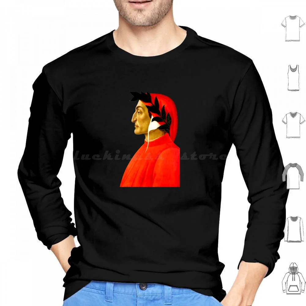 Botticelli Portrait Of Dante , Italian Poet , Divine Comedy Hoodies Long Sleeve Dante Italian Poet Divine Comedy 16th