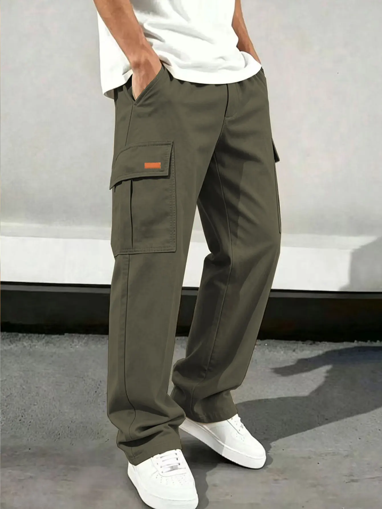 Herren Casual Gerade Geschnittene Arbeitshose Modisch Bequem Gewebter Stoff Frühling Herbst Alltagskleidung – Detail 21