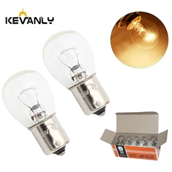 KEVANLY 1156 P21W BA15S 10pcs car warm white halogen lamp 12v 21W reverse lights brake bulbs Stop Light Rear Turn Signal DRL 12v