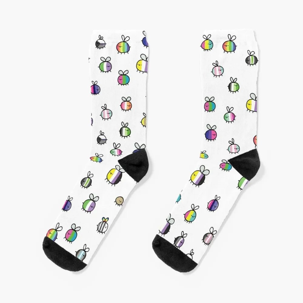 

bees Socks sheer hiphop with print Socks For Women Men's