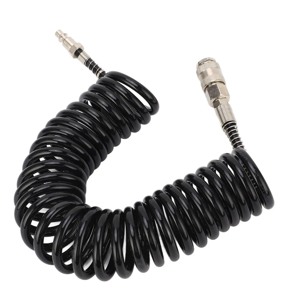 

Steel + PU Coiled Air Hose Multiple Size Coiled Air Compressor Coil Hose Pressure Resistant Solid Brass Coupler