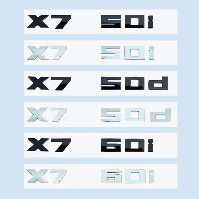

Хромированные черные 3D буквы M X7M50i X7M50d X7M60i X7 M50i M50d M60i Эмблема ABS для серии X7 G07 Значок багажника автомобиля Наклейка Украшение
