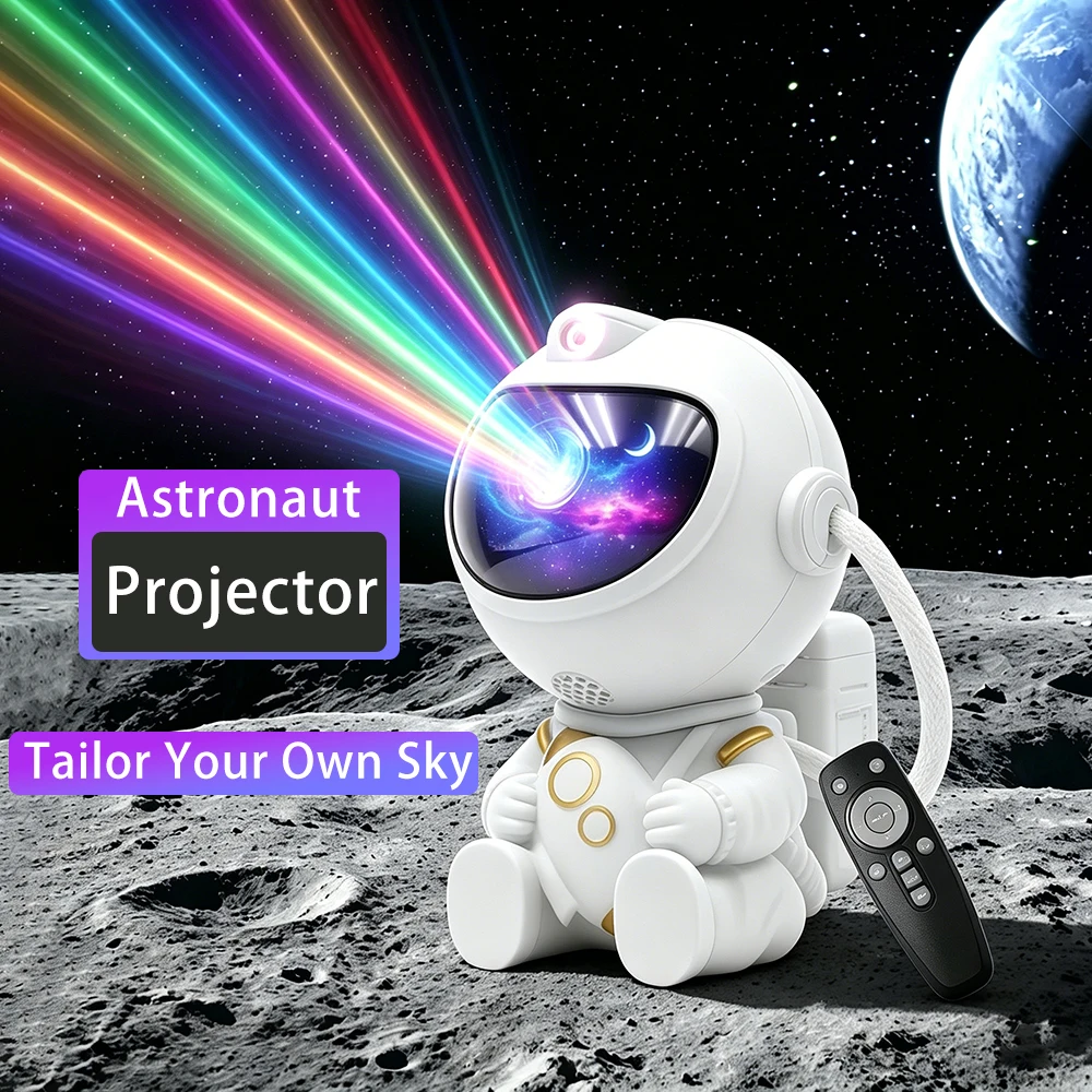 Astronaut Star Projector Night Light with Remote Control 360° Adjustable Galaxy Nebula Ceiling Lamp for Bedroom Kids Room Party