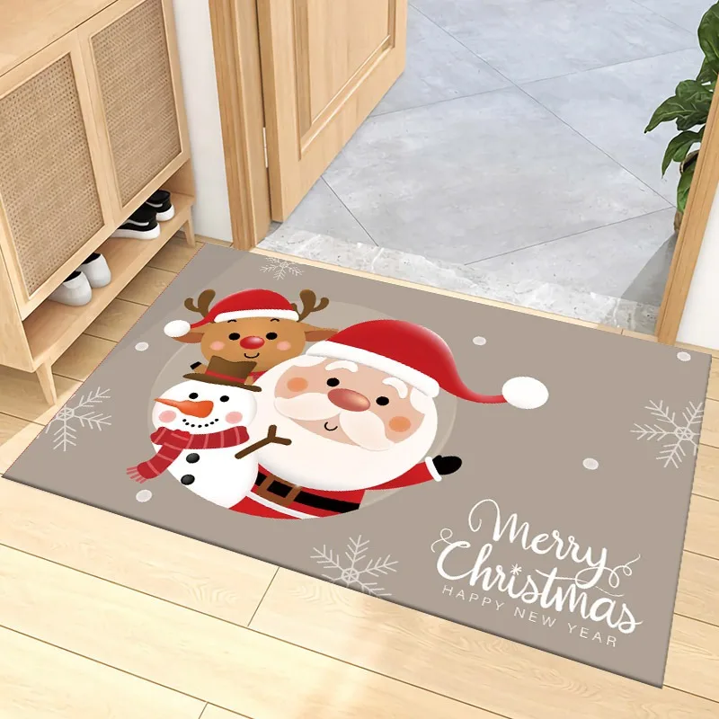 

Vintage Santa Reindeer Doormat Christmas Holiday Design Non Slip Welcome Mat for Festive Entryway Decor