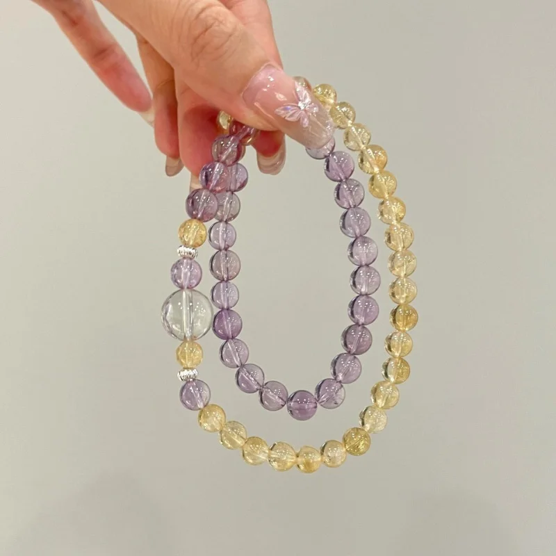 

Бразильские ювелирные изделия с аметистом, двойной круг, желтый браслет, лучший друг