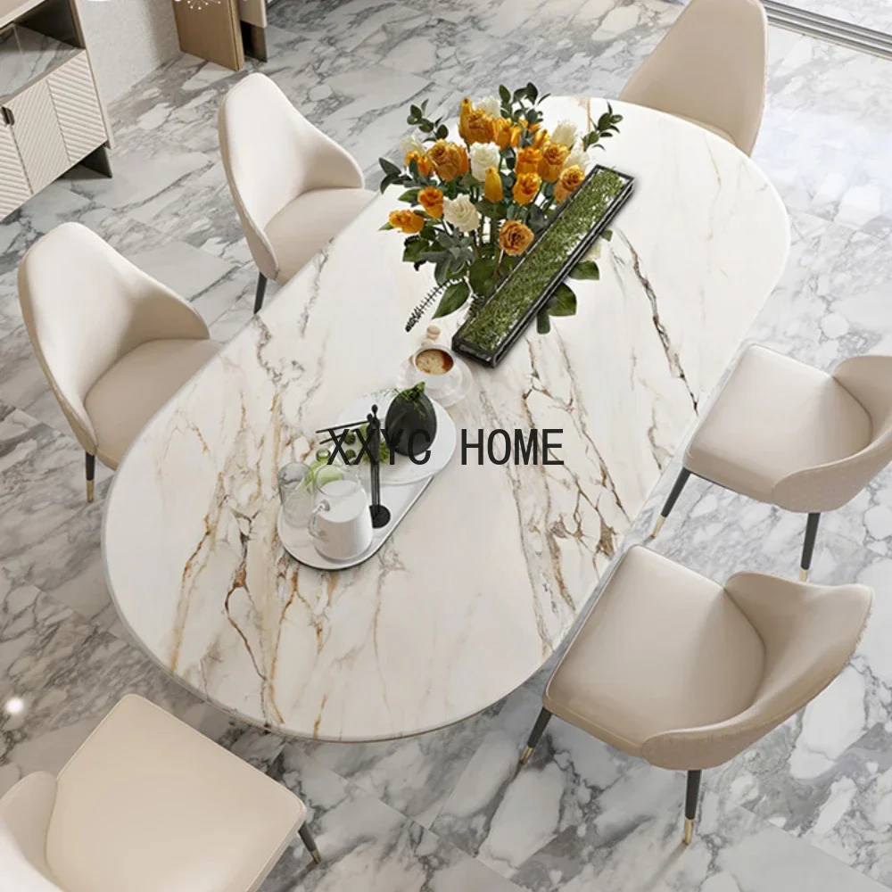 

Minimalist Modern Light Luxury Natural Marble Dining-Table Dining Tables and Chairs Set