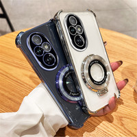 Shockproof Transparent Magnetic Stand Holder Case For Honor 200 100 90 80 70 60 50 Pro Soft Silicon Camera Protection Back Cover