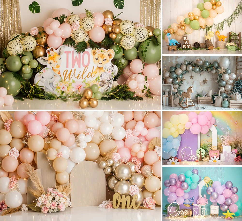 

Сказочный фон для фотосъемки с бабочкой, медвежья арка, воздушный шар, детский день рождения, вечеринка, торт, портретный декор, фон для фотостудии