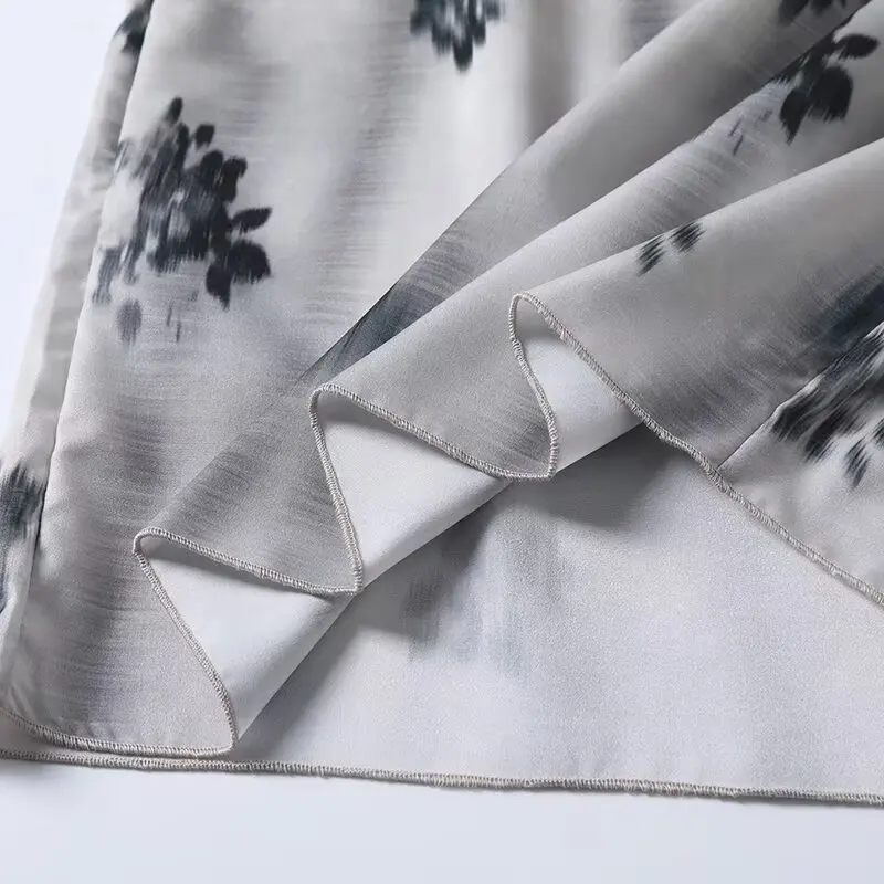 Jenny&Dave Minimalistischer und eleganter Wickelrock mit Tinte, französischer Landhausstil, Blumendruckrock, lockere Midiröcke für Damen