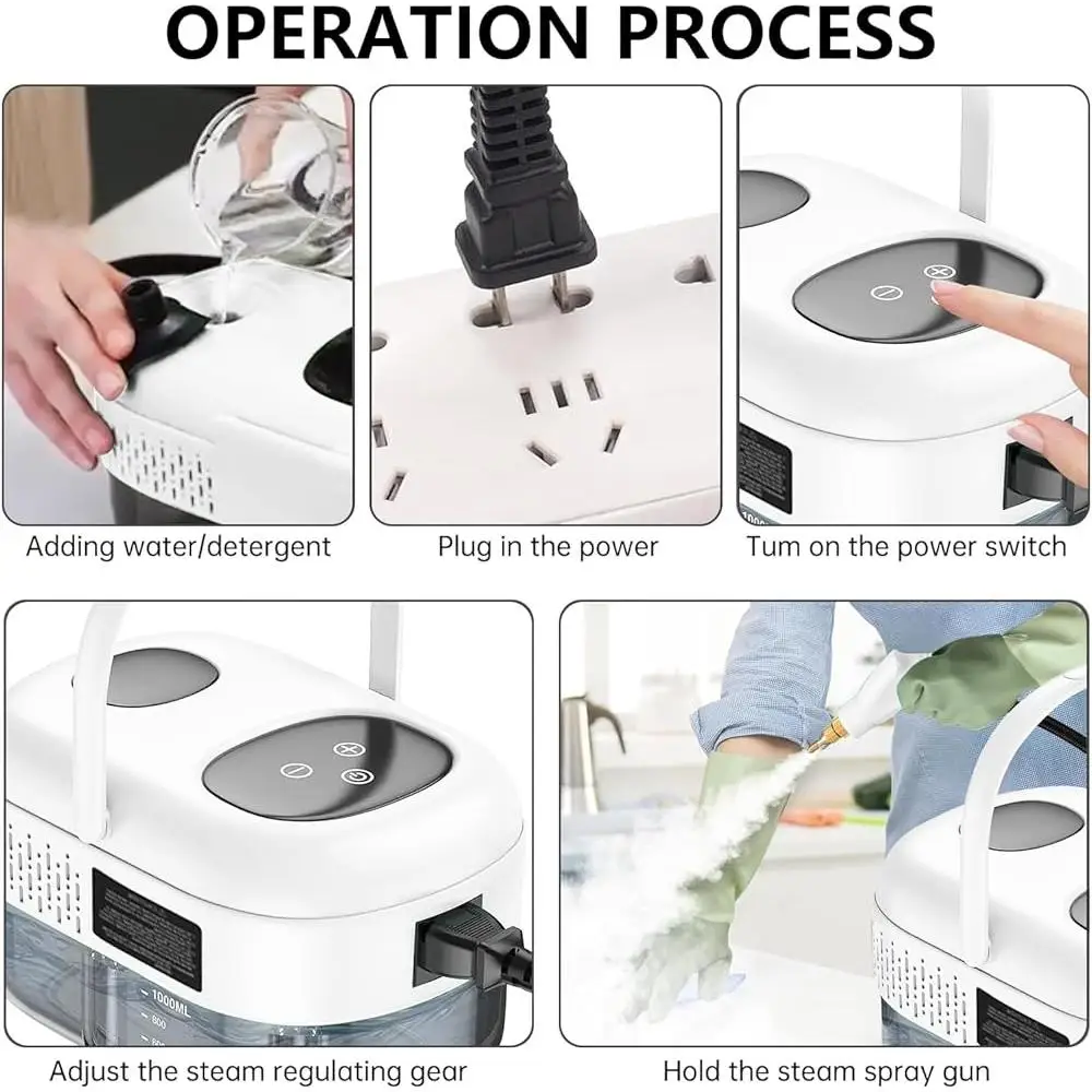 High Pressure 2500W Handheld Steam Cleaner Portable Decontamination Machine Includes Multiple Brushes Home Cleaning