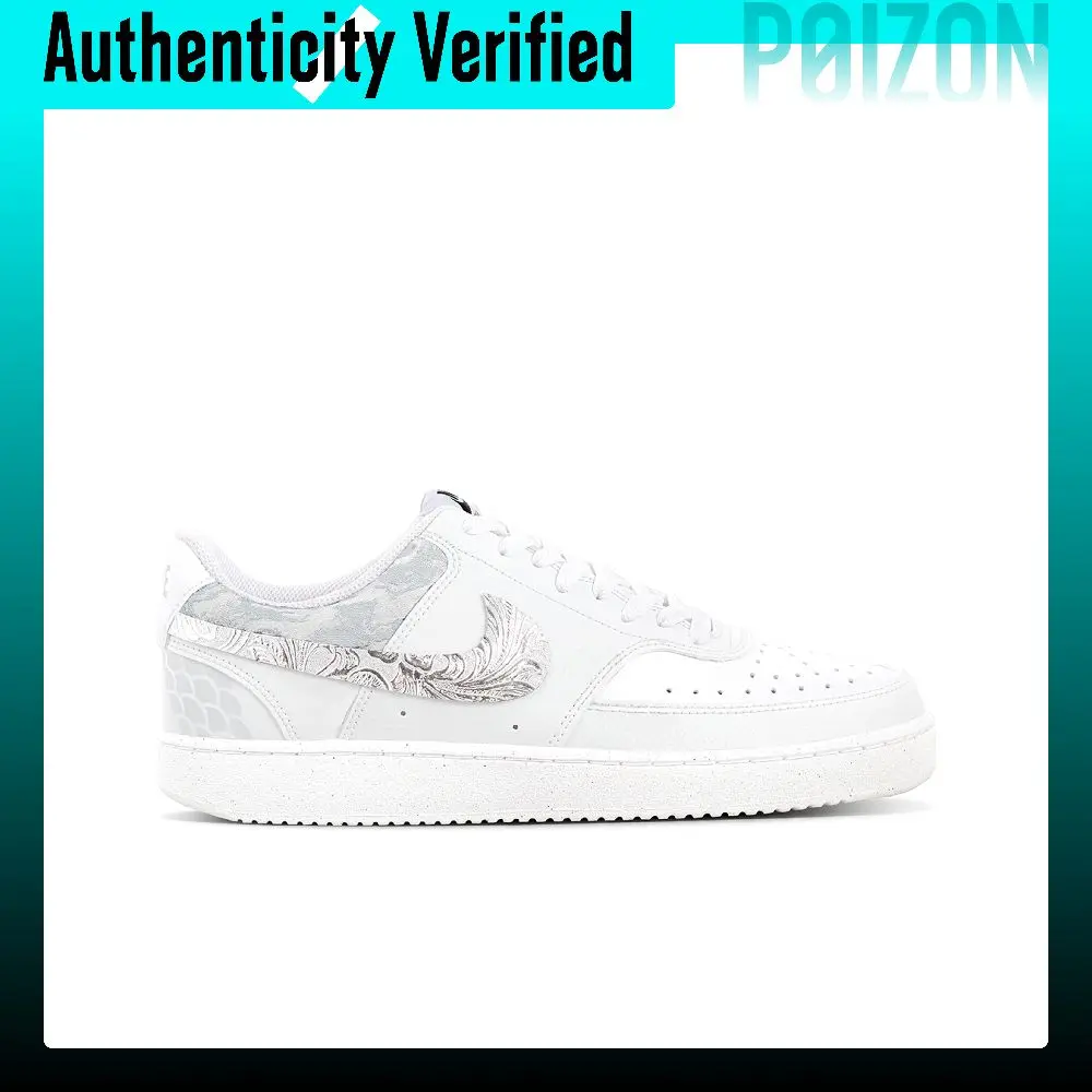 Nike Court Vision 1 Cloud Mist Dream Marsh Abrasion Resistant Low top Skateboard Shoes Women's Silver Gray DH3158-101（Team375-）