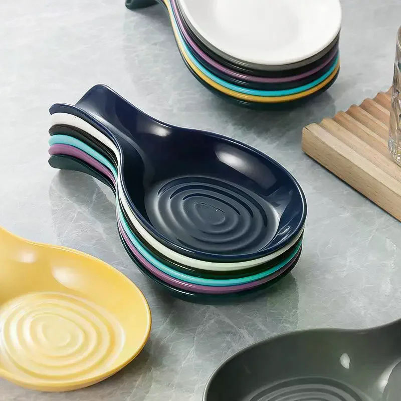 Spoon Rest Large Ceramic Spoon Holder Heat-Resistant Cooking Spoon Rest Coffee Spoon Holder Dishwasher Safe Ceramic Spoon Rest