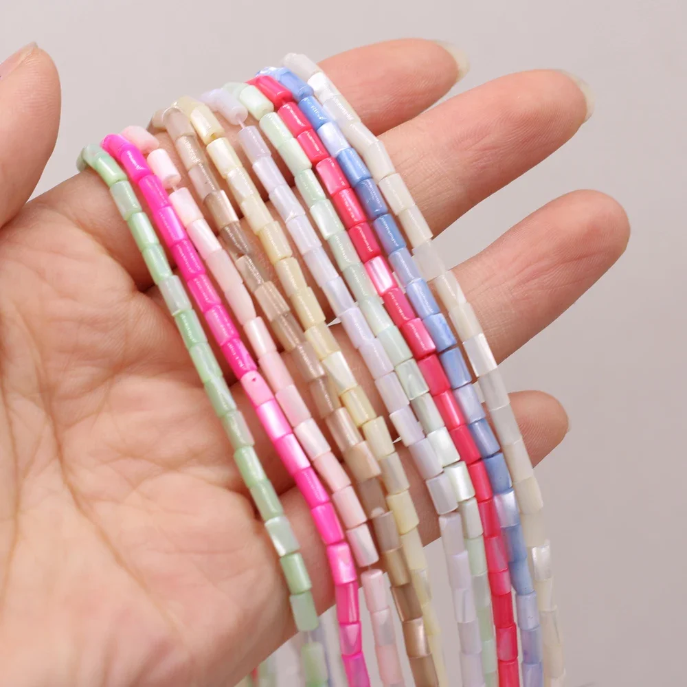 5 Lines Wholesale Natural Shell Cylindrical Beaded 4x8/3x5mm Jewelry Accessories DIY Necklace Bracelet Accessories Gift 38CM