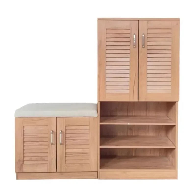 Solid wood multi-functional shoe cabinet adjustable retractable shelf comfortable