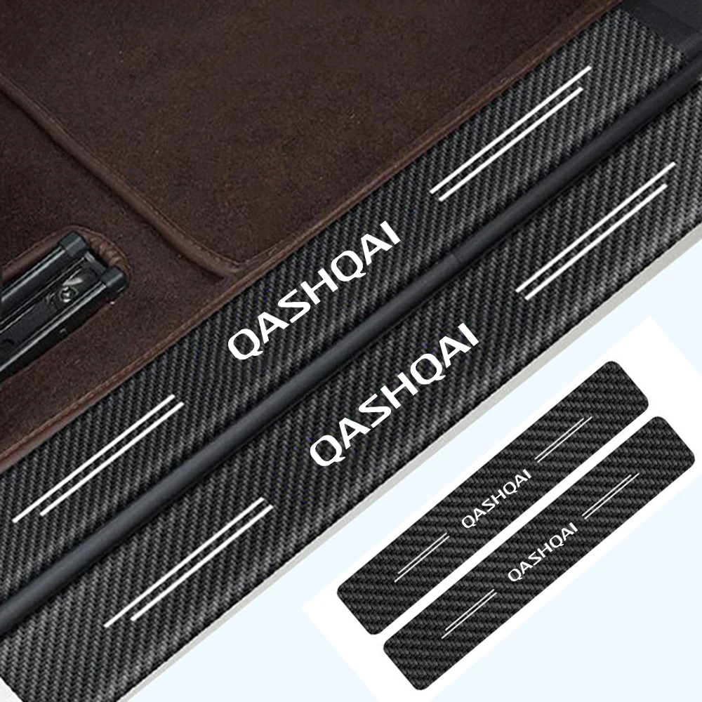 4pcs Car Door Sill Protector Stickers Carbon Fiber Threshold Strip For Nissan QASHQAI Door Entry Guard