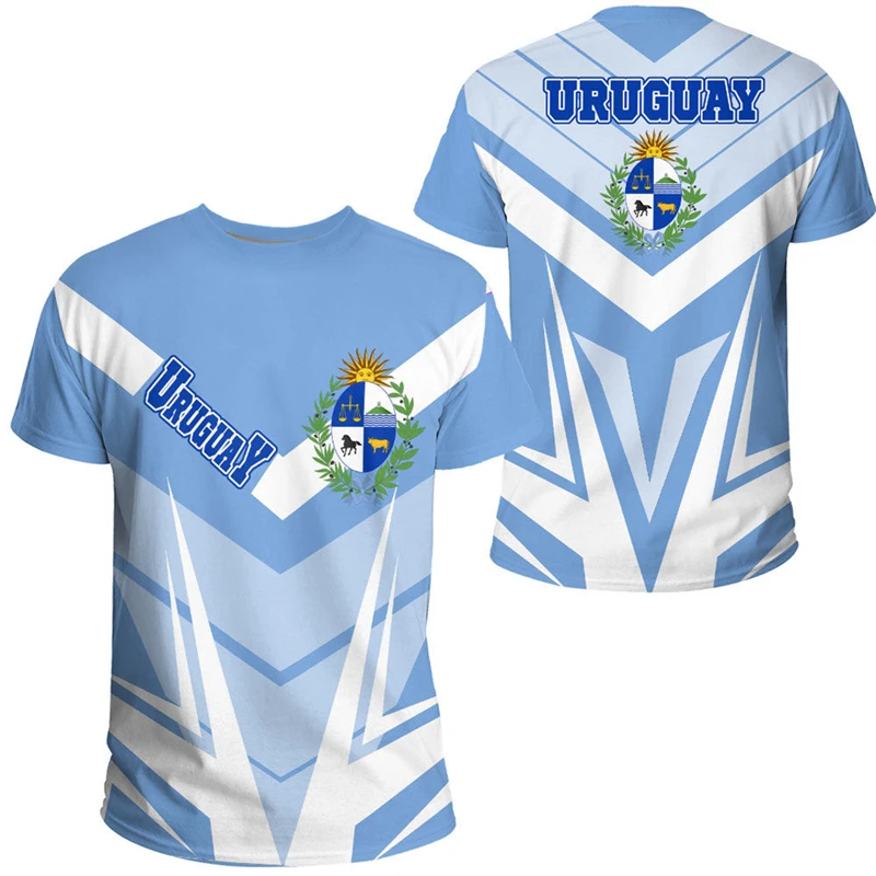 3D Print Uruguayan Flag Emblem Graphic T-shirts Men Women Casual Sports Oversized Tops New Fashion Short Sleeve Kids T Shirts