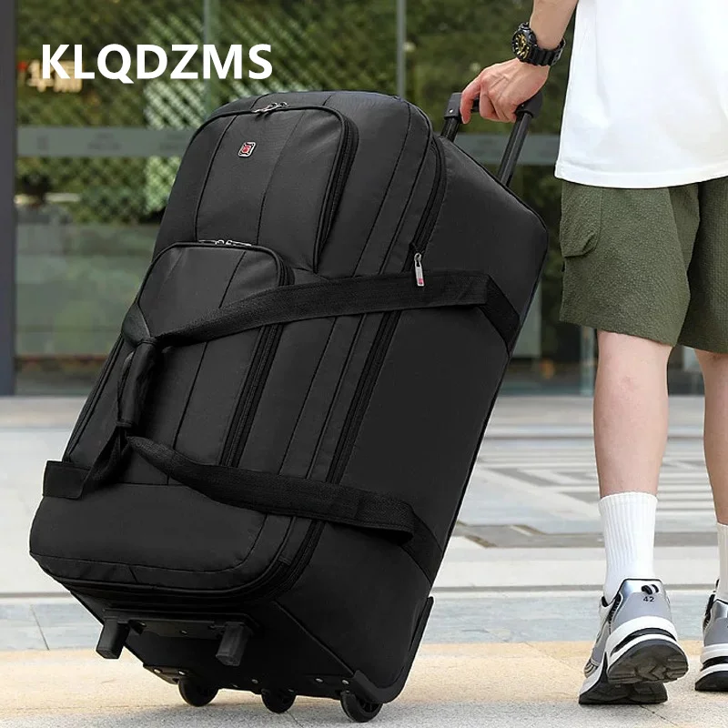 KLQDZMS Carry-on Suitcase Light and Large Capacity Luggage Case 29"32 Inch Oxford Cloth Code Box Wheeled Rolling Suitcase