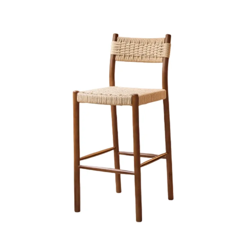 French solid wood bar chair sitting high stool high dining chair household antique island chair