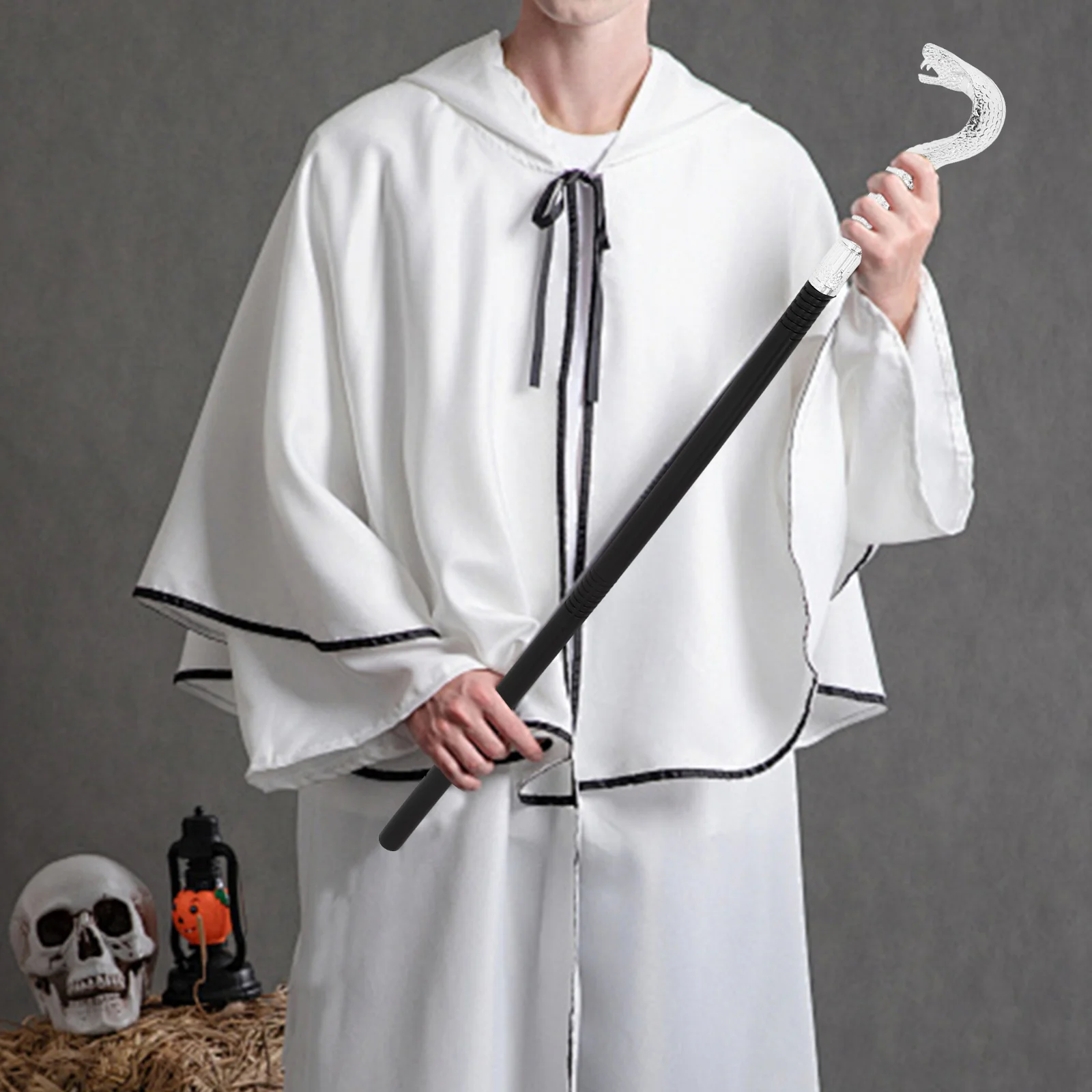 

Snake Head Cane Unique Design Halloween Cosplay Prop Walking Stick Party Costume Accessory Decorative Scepter Lightweight Abs