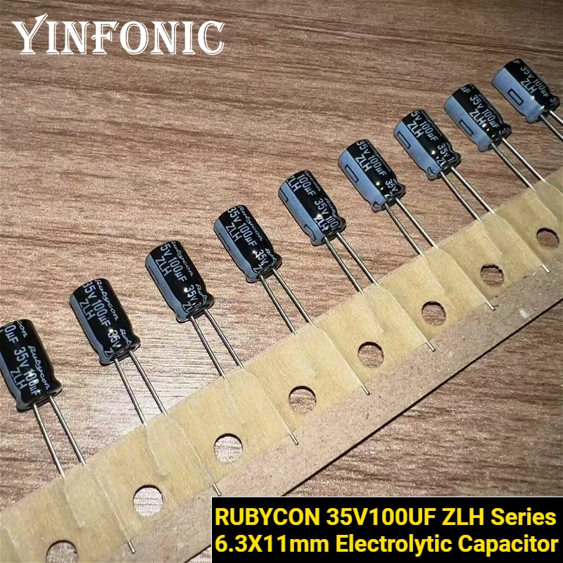 20Pcs/100Pcs Original RUBYCON 35V100UF ZLH Series 6.3X11mm Low Impedance Aluminum Electrolytic Capacitor