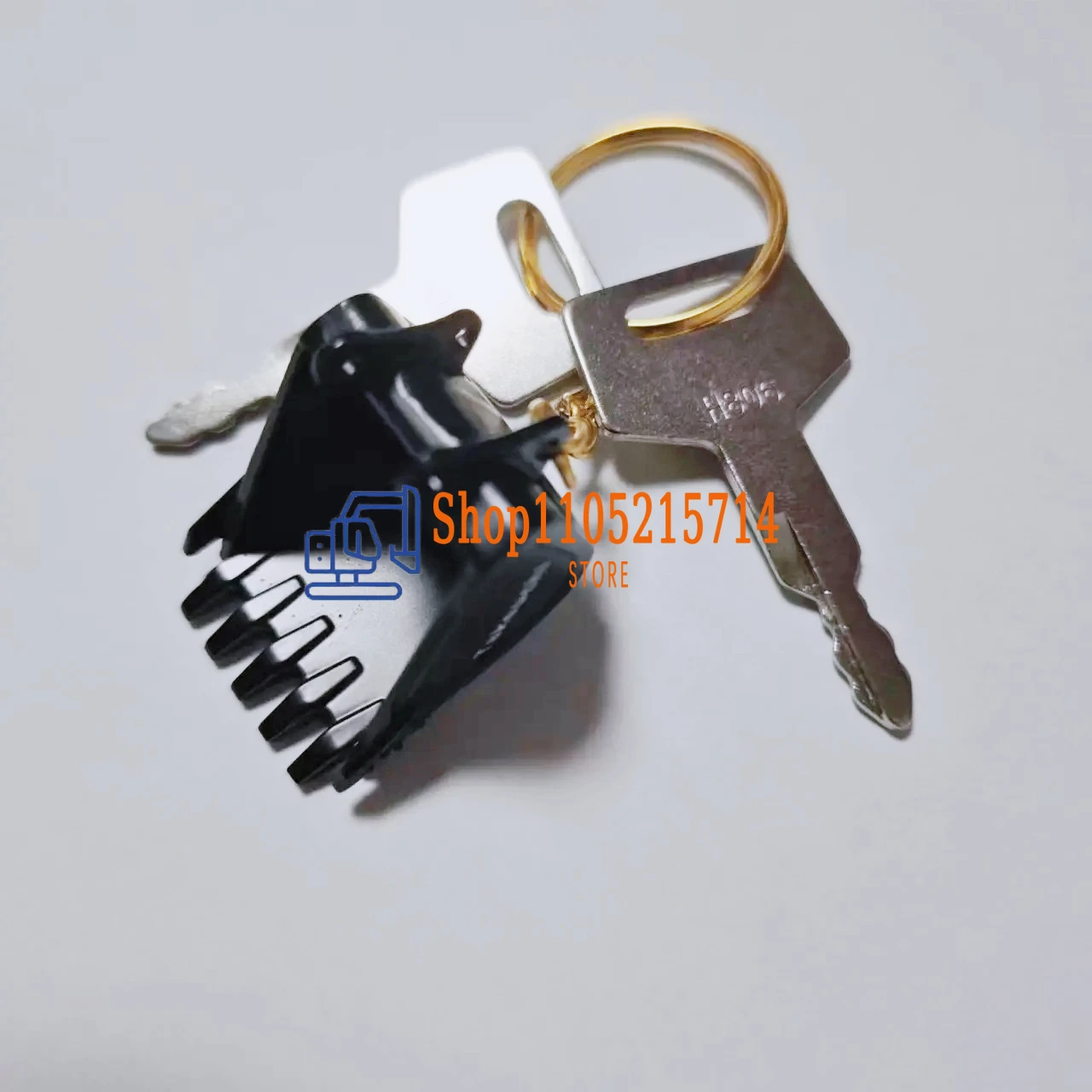 2pcs H806 Excavator Key with Keychain for Takeuchi 60/75150/160/175/180 Fuel Tank Cover Ignition Switch Start Key