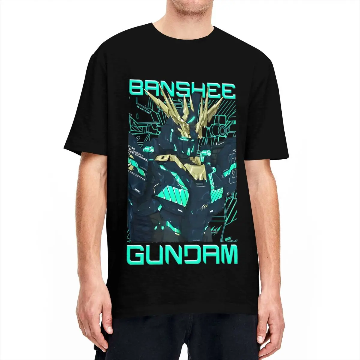 Unicorn Gundam Banshee Anime T Shirt Men Women 100% Cotton Vintage T-Shirts Round Neck Tees Short Sleeve Tops 6XL