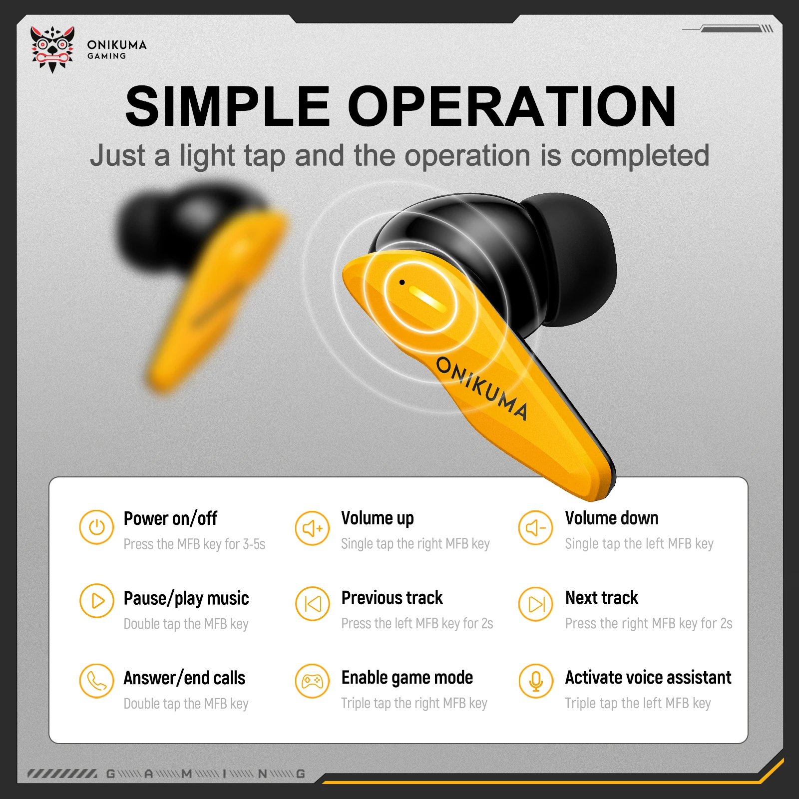 ‌ONIKUMA TX616 Dual-Mic Noise Reduction Earbuds with Tri-Mode