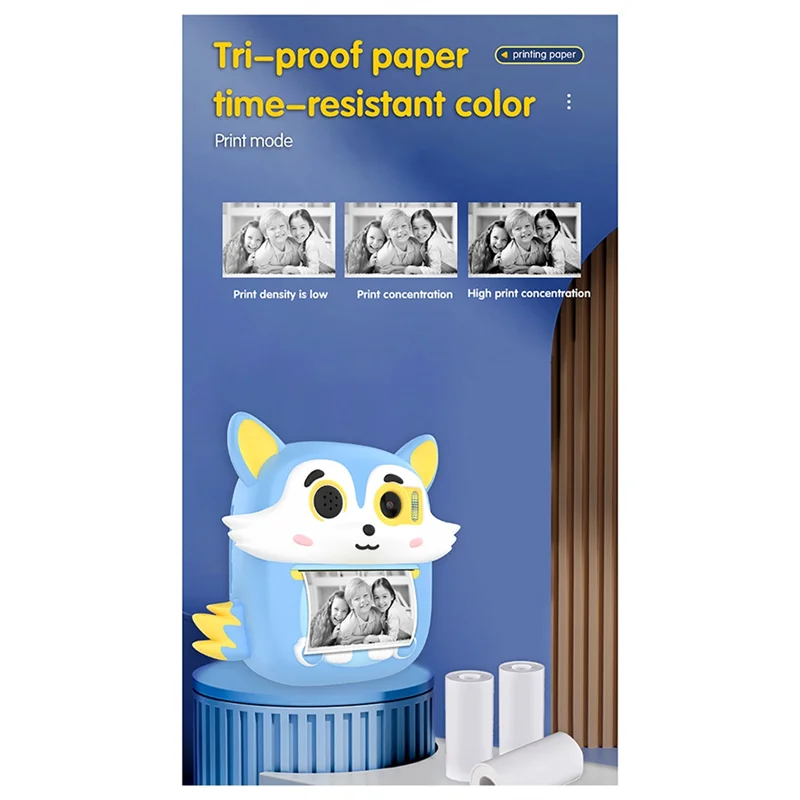 كاميرا أنيقة للأطفال طباعة فورية 1080P كاميرا رقمية لصور السيلفي بعدسة مزدوجة مع ورق طباعة وغطاء من السيليكون لهدايا عيد الميلاد