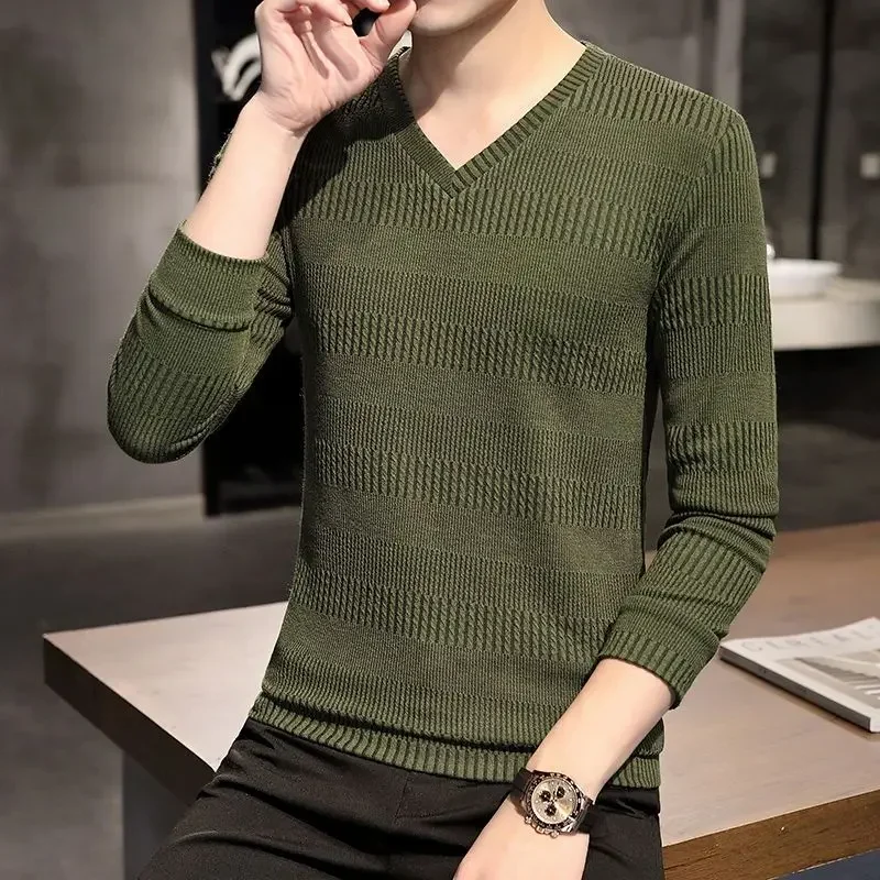 Men's Clothing Red Plain Top Winter Sweatshirts T Shirt for Man Unicolor V Neck Xl Korean Autumn Size Full Sleeve 90s Vintage It