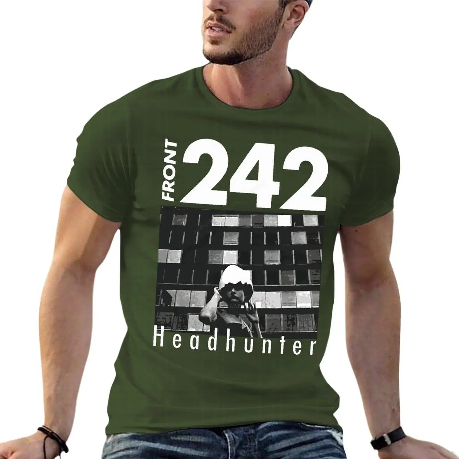 Front 242 Headhunter Band Oversized T-Shirt Custom Mens Clothing Short Sleeve Streetwear Big Size Tops Tee