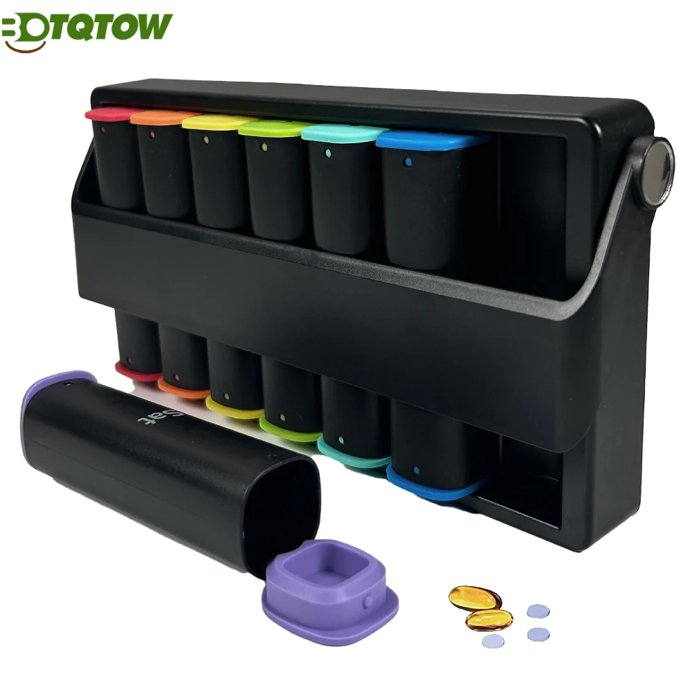 

7-Day Pill Organizer, AM/PM Weekly Pill Box 2 Times a Day,14 Detachable Compartments,Large Moisture-Proof Pill Case for Vitamins