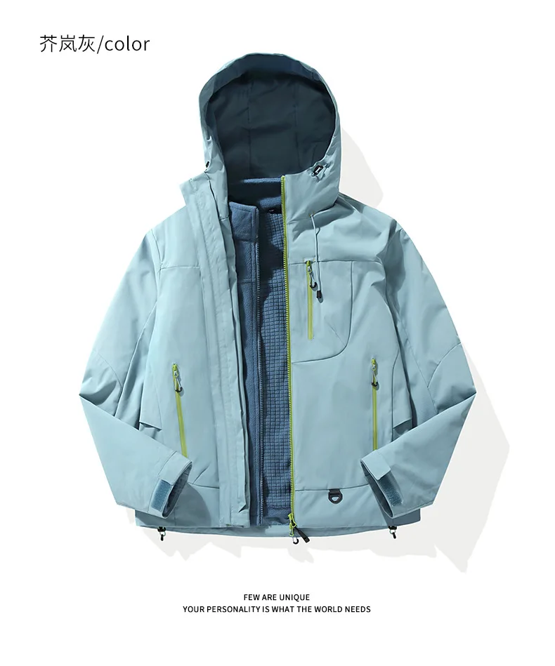 Wind- und wasserdichte Outdoor-Jacken zum Wandern, Camping, Angeln, Bergsteigen, mit Fleece gefütterte, wind- und wasserdichte Mäntel – Detail 20