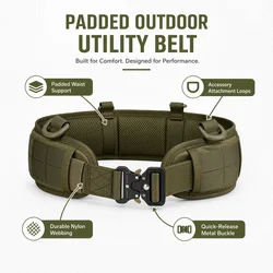 1Pcs Adjustable Padded Utility Waist Belt with Quick Release Buckle Breathable Support for Hiking Camping Outdoor Work Travel