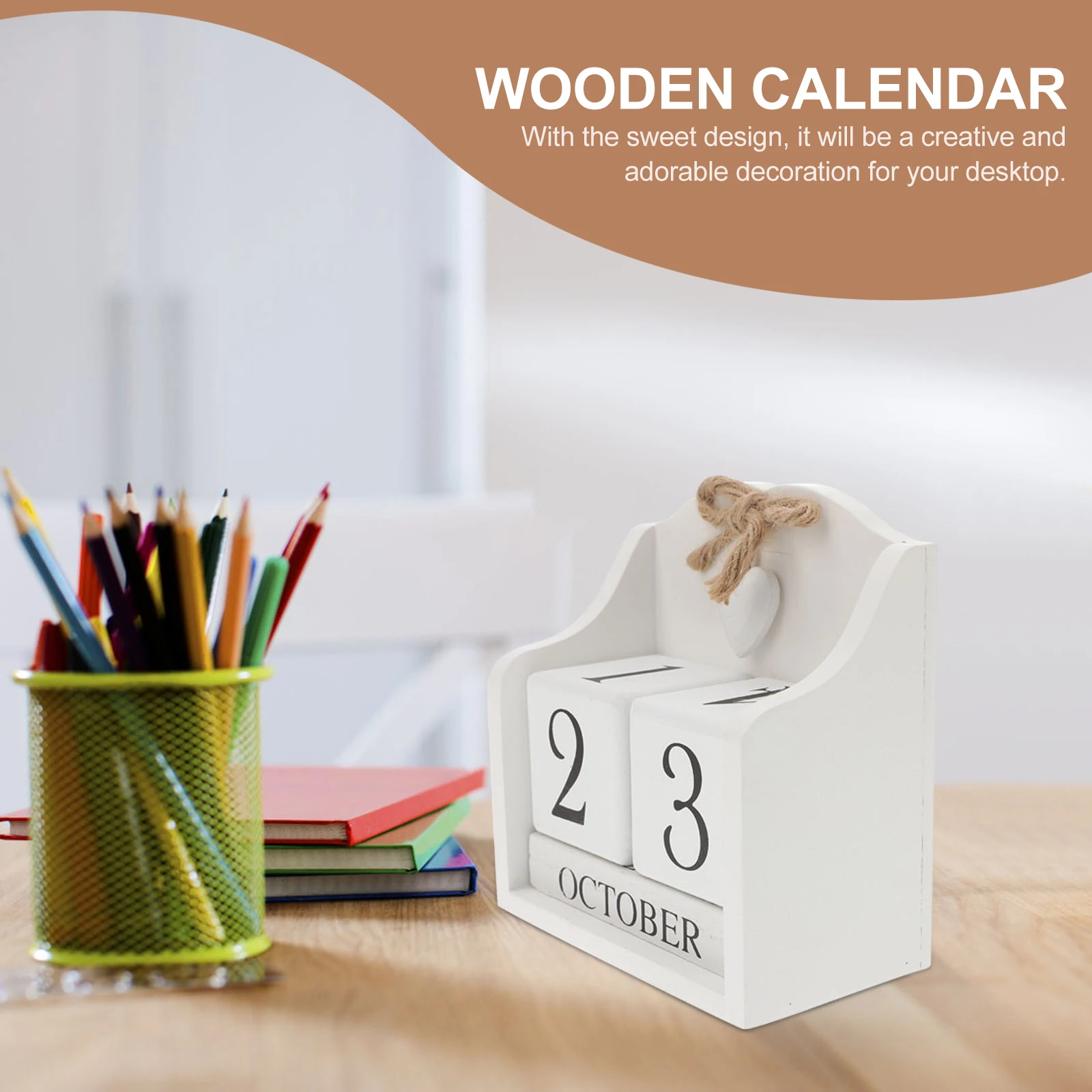 

Wooden Perpetual Desk Office Gifts Retro European Style Home European Style Perpetual Calendar Decor Photography