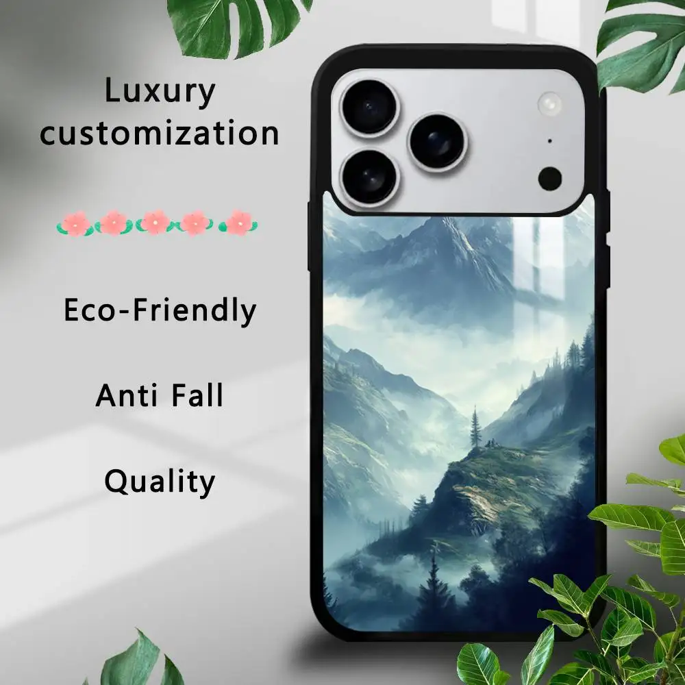 Berg Landschaft Malerei Telefon Fall Für iPhone 17 16 15 14 13 12 11 Pro Xs Max Mini Plus Celulares harte Funda