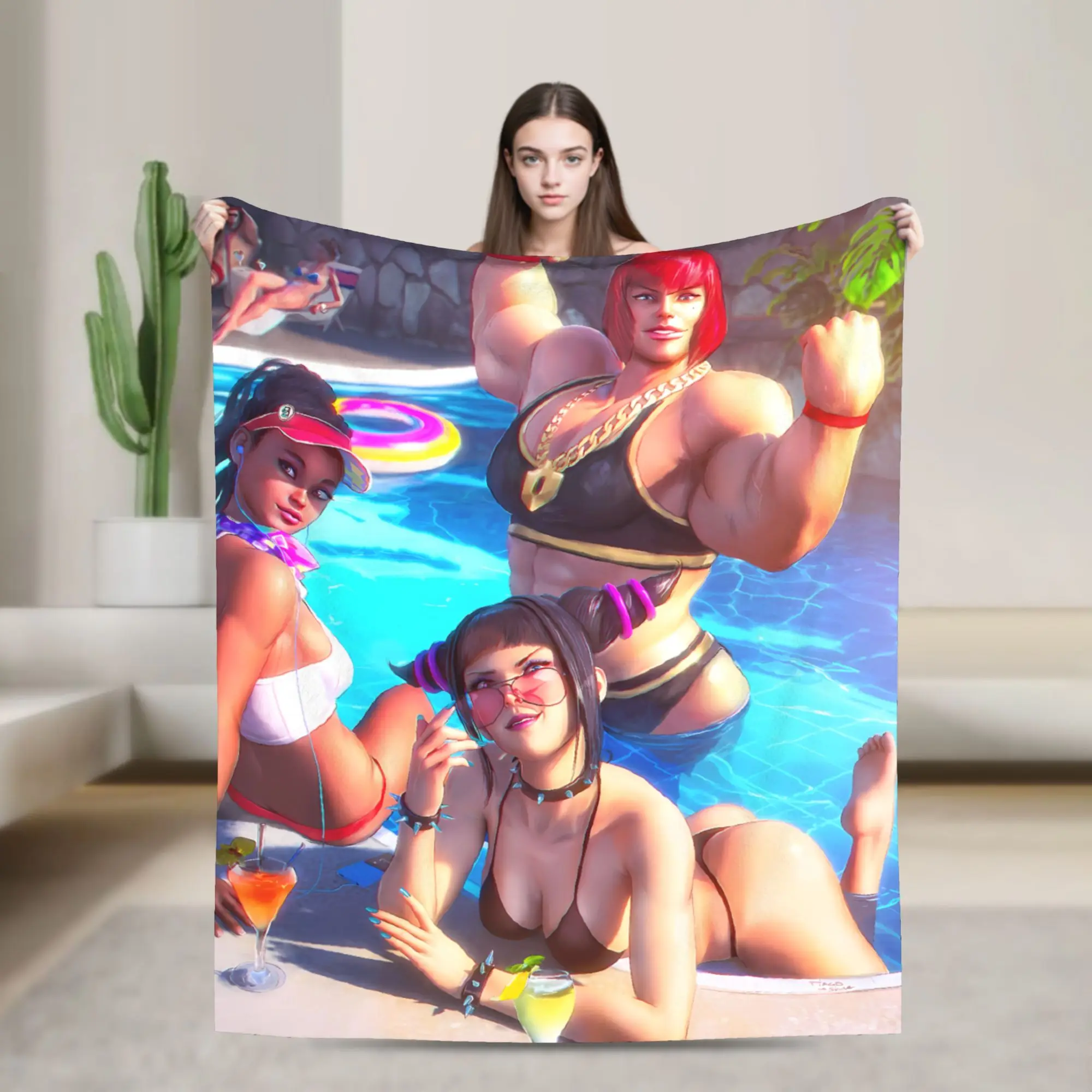 Retro Street Fighter 6 Flannel Blankets Characters Game Warm Soft Throw Blanket for Living Room Camping Bedspread Sofa Bed Cover