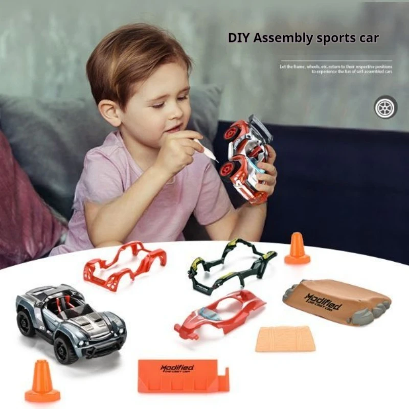 Coche de juguete extraíble de aleación Diy para niños, coche deportivo personalizado de varios estilos, Material duradero, coche de conducción de rebote auto modificado