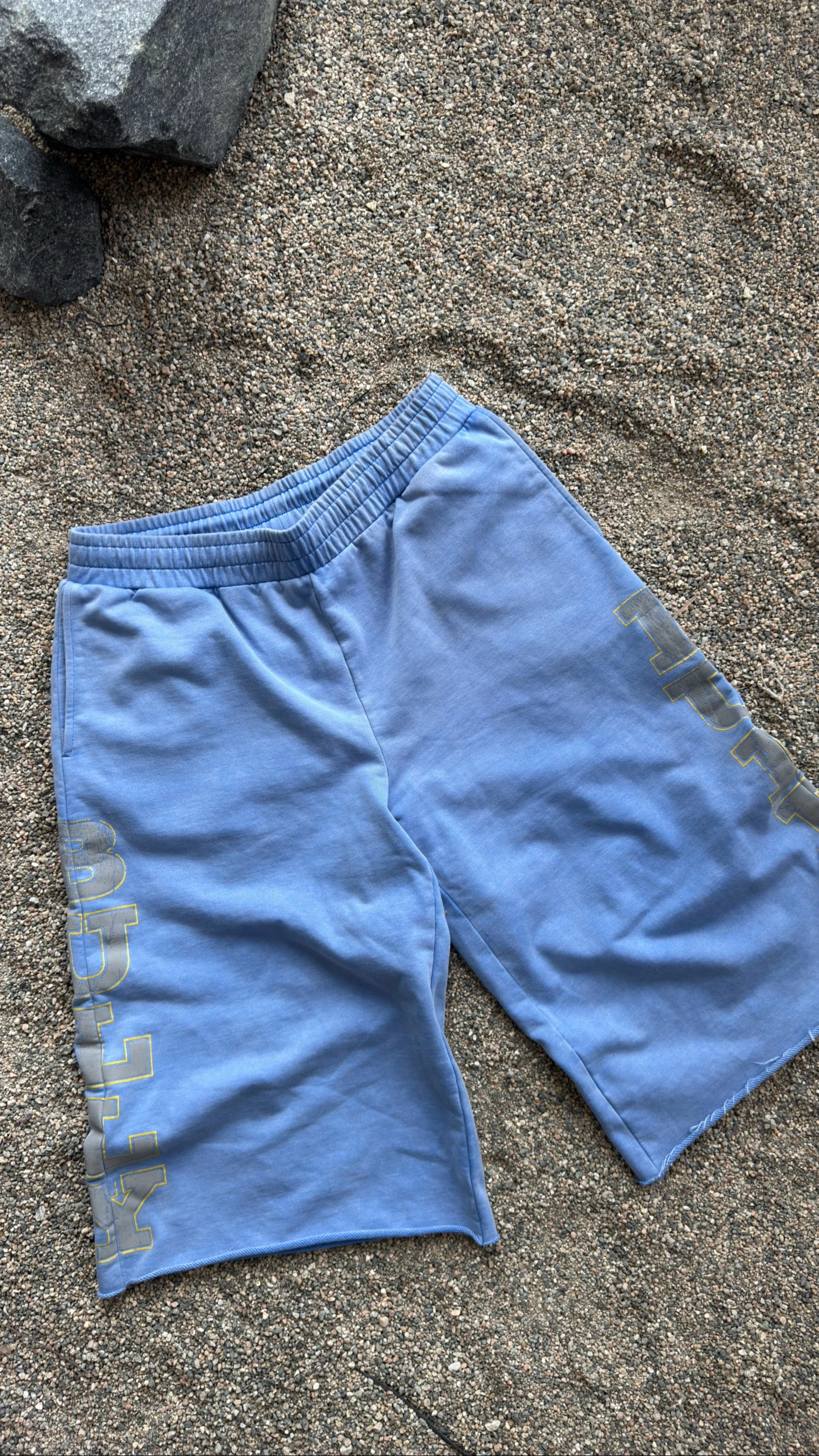 Y2K Retro Drawstring Shorts Print Reflective Distressed Bermuda Shorts American Casual Streetwear Unisex Baggy Sweatpants