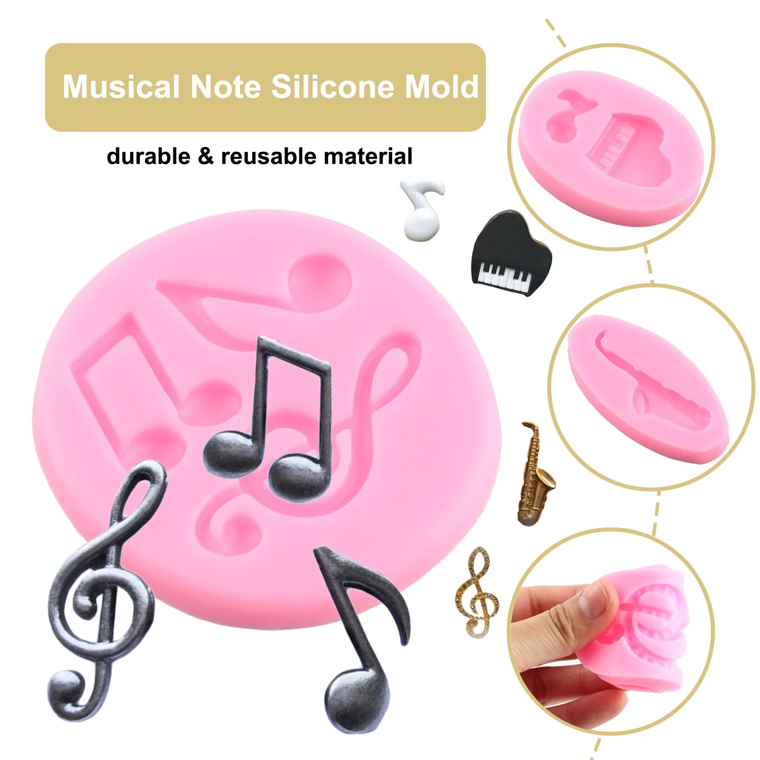 Music Note Silicone Molds Piano Saxophone Fondant Mold Cake Decorating Tools Chocolate Gumpaste Mould Candy Resin Clay Moulds