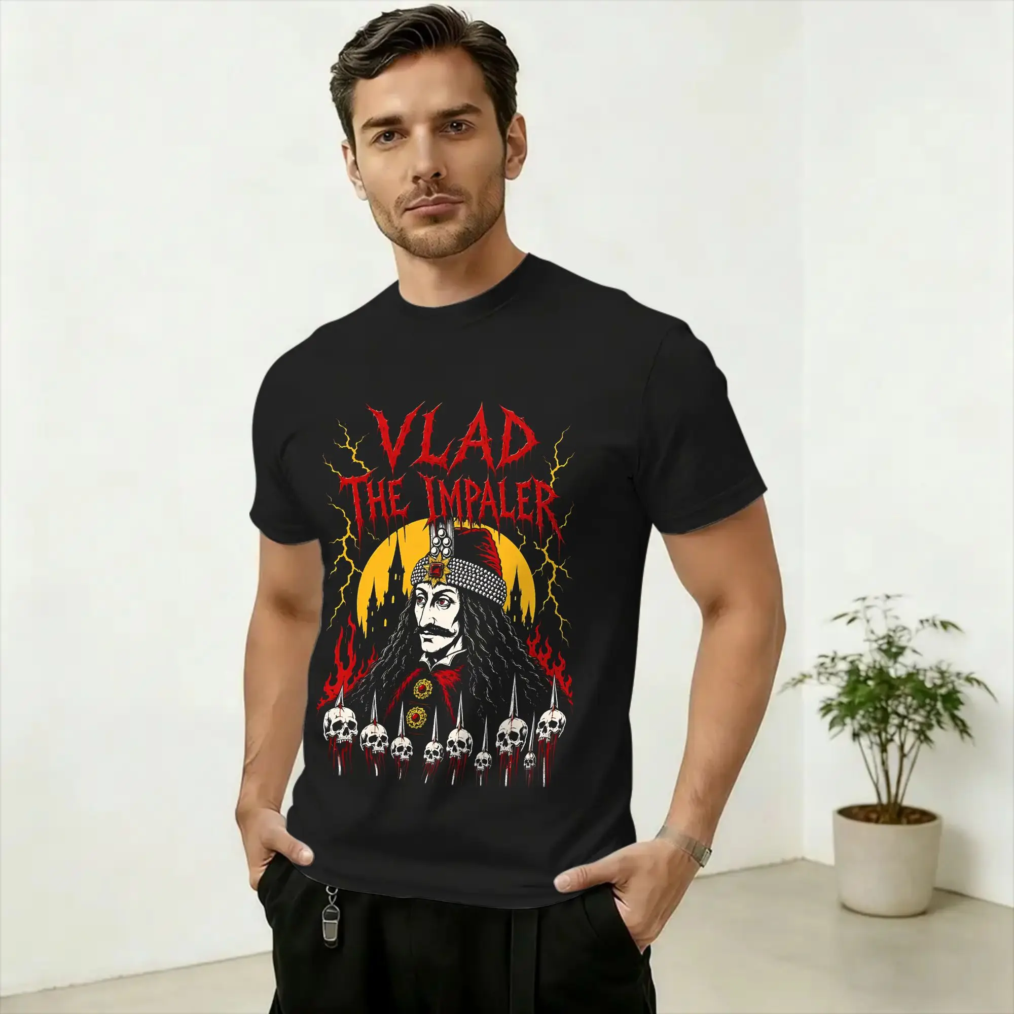 Vlad III Dracula The Impaler T-Shirts Men  Hipster Cotton Tee Shirt O Neck Short Sleeve T Shirt Plus Size Clothes