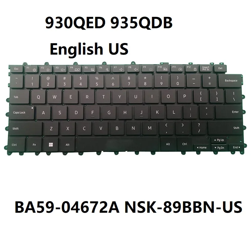 US Black Laptop Keyboard For Samsung NP930QED NP935QDB 930QED 935QDB BA59-04672A NSK-89BBN-US With Backlit New