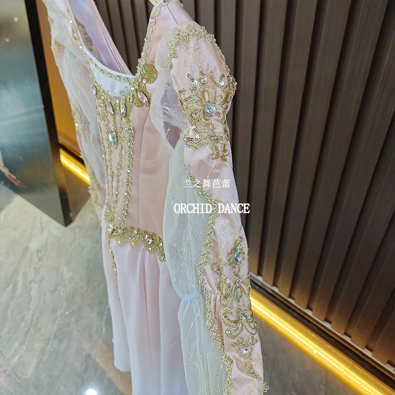 BT2507014 High Quality Custom Size Kids Girls  Ballet Dance Performance Wear Gilsay Cream Long Romantic Tutu Dress