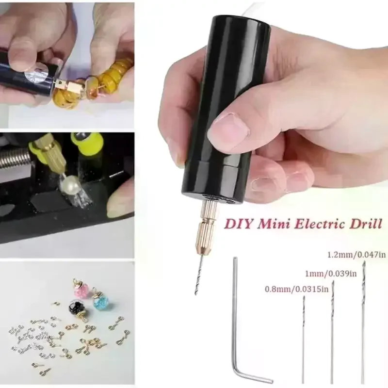1 Set Handheld Mini Electric Drill USB DIY Tool for Epoxy Resin Jewelry Making Wood Craft Engraving and Polishing Pen DIY Craft