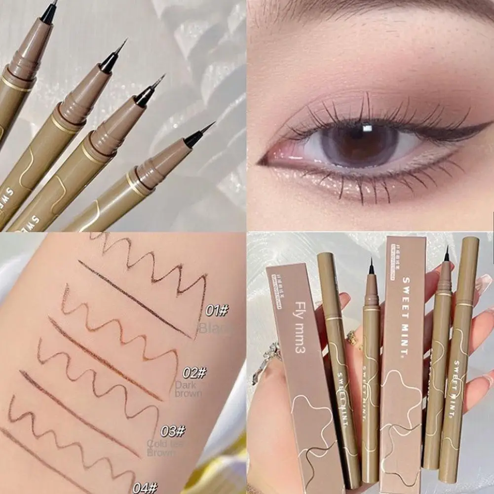 Ultra cienka główka płynny Eyeliner pióro wodoodporna trwała oko oko czarna kredka do makijażu matowe rzęsy szybkoschnące I7L4