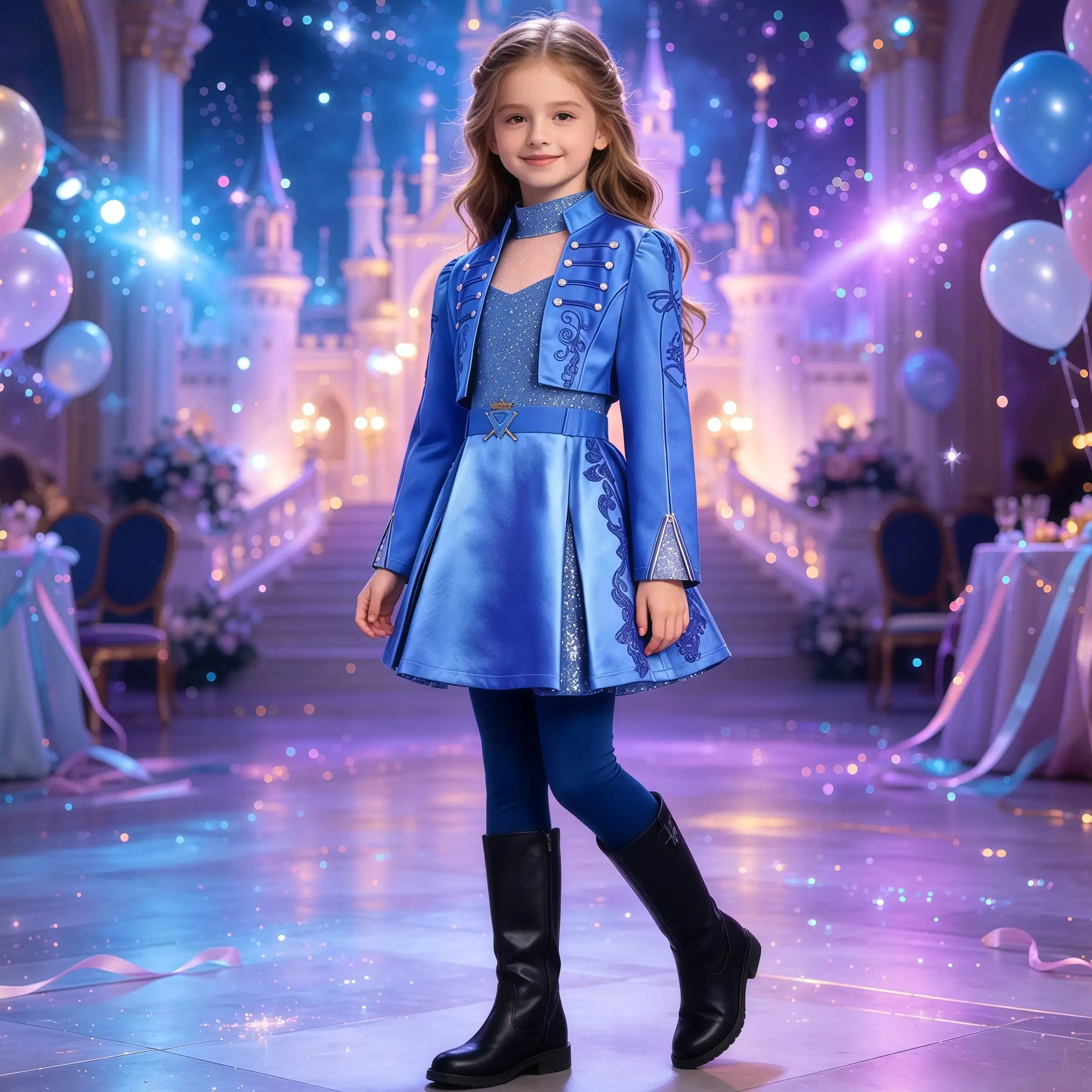 Children Movie Princess 4pcs Clothes Sets Jacket Coat+Top+Skirt+Pants For Girls Halloween Costume Carnival Party Fancy Dress Up