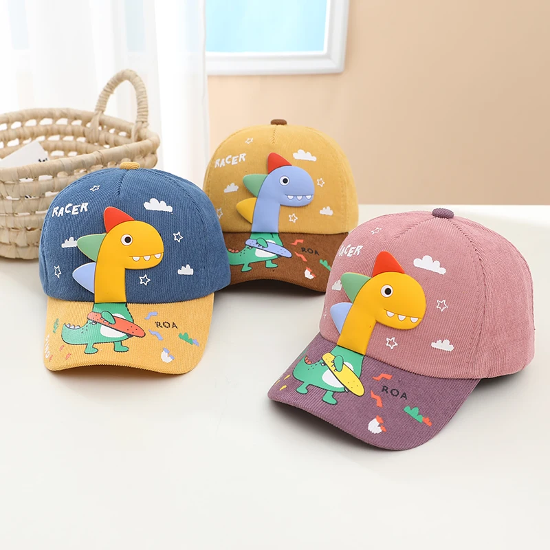 

Baby Baseball Hat Cartoon Dinosaur Pattern Children Summer Peaked Cap Boys Girls Quick Dry Sunscreen Visors Cartoon Kids Bonnet