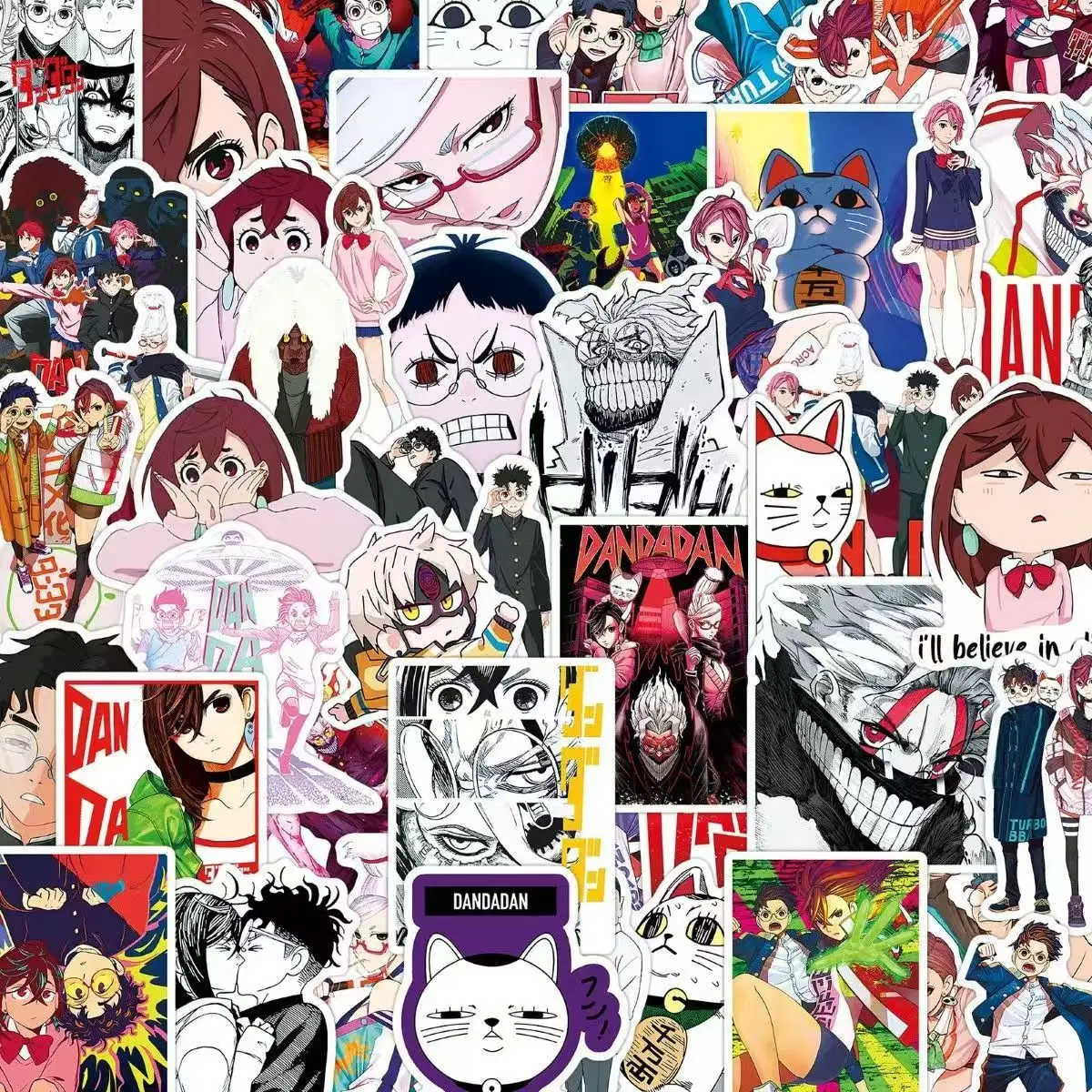 Dandadan Anime Stickers Turbo Granny Lucky Cat Momo Ayase Okarun Cartoon Figure Decals Laptop Water Bottle Notebook Decor 50pcs