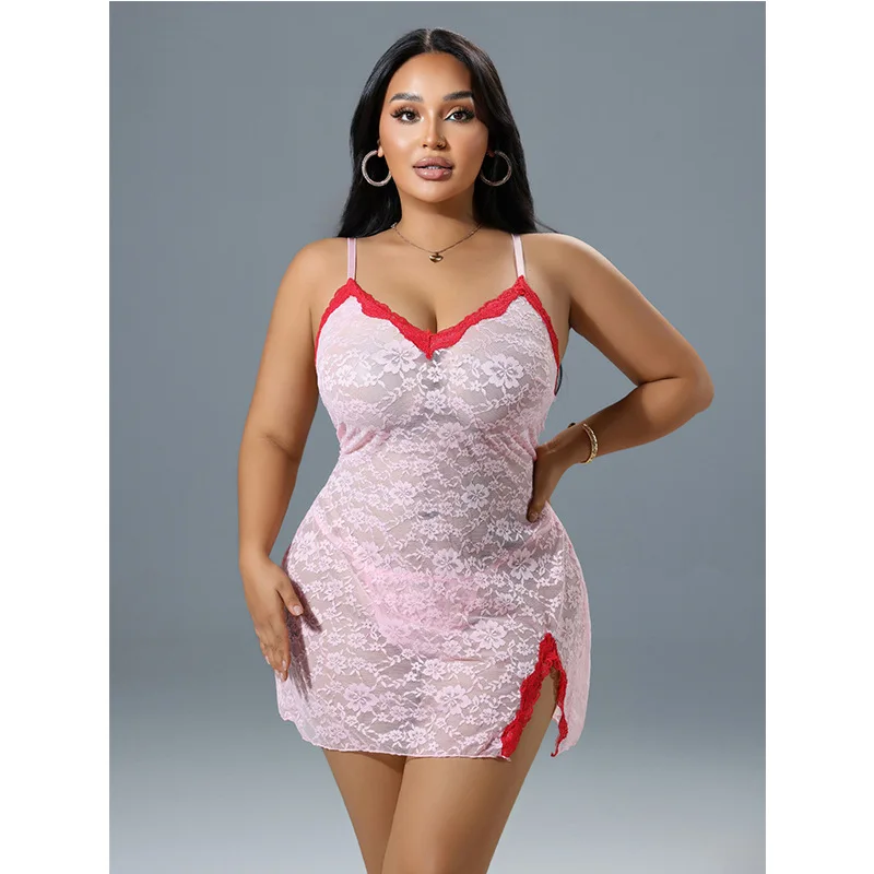 

Wholesale Women's Sexy Mesh See-through Plus Size Lingerie Underwear Adult Lady Large Size Fishnet Babydoll XXL Nude Costumes