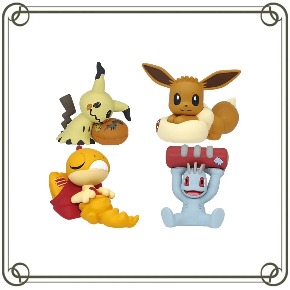 Gashapon Pokémon Figures Scraggy Machop Umbreon Mini Q Home Pillow2 Kawaii Cute Doll Prop Action Figures Model Kids Toy