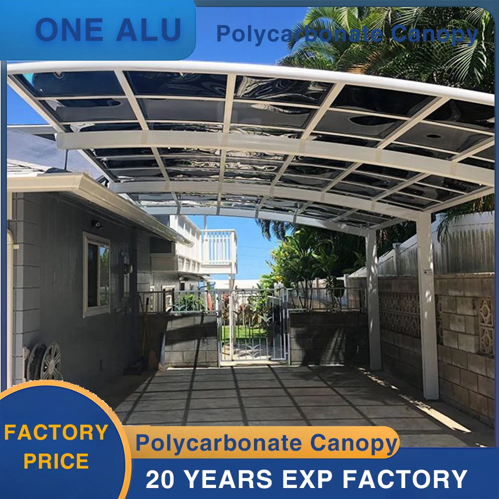 Luxury Carport with Aluminum Alloy Frame Windproof & Waterproof Polycarbonate Canopy for Car Parking for Patio Use
